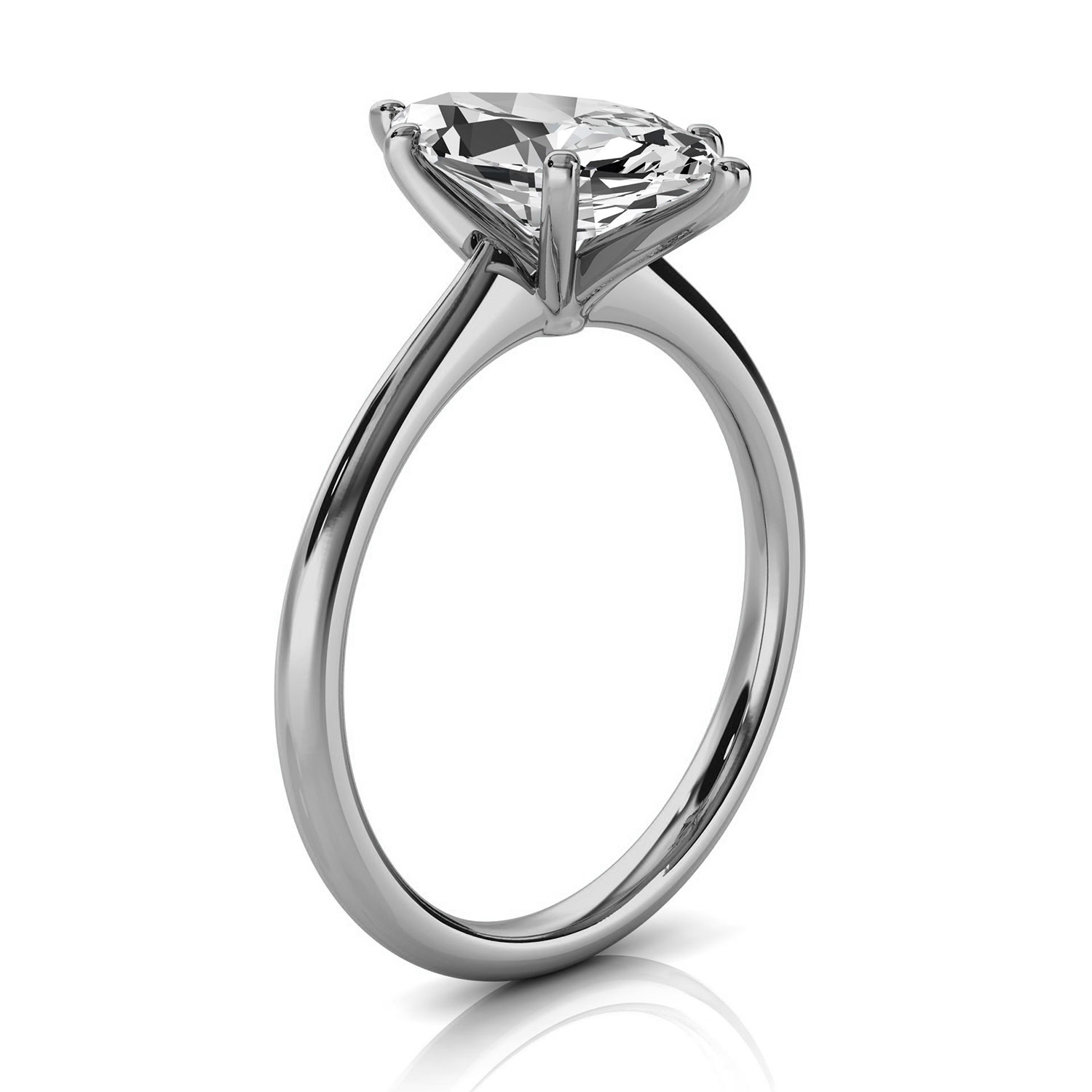 14K White Gold Reli 2 MM Solitaire Ring